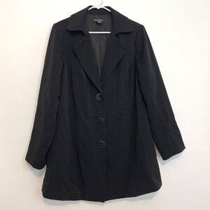 LANE BRYANT Plus Size Solid Black Three Button Long Duster Work Blazer or Jacket